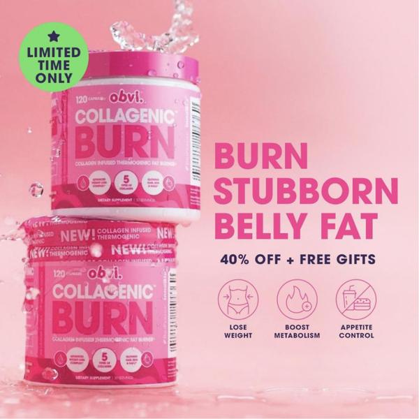 A square ad creative featuring two stacked bottles of thermogenic fat burner, water splashes, and clear promotional text highlighting benefits and discounts.